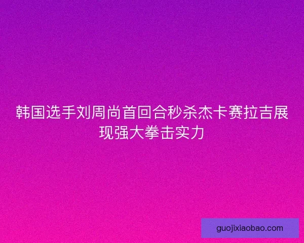 韩国选手刘周尚首回合秒杀杰卡赛拉吉展现强大拳击实力