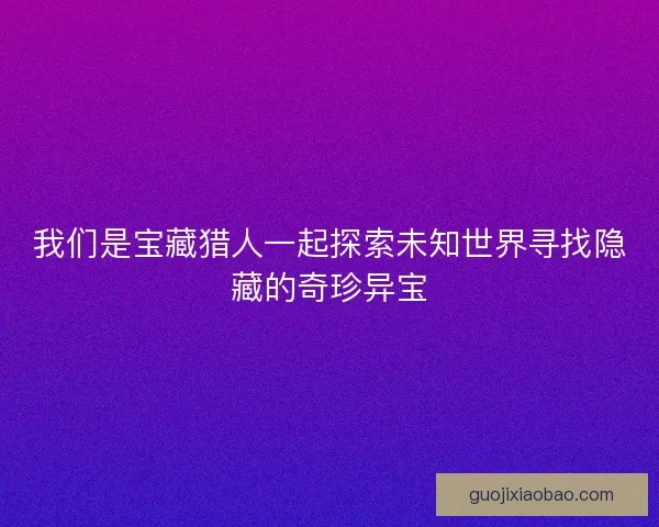 我们是宝藏猎人一起探索未知世界寻找隐藏的奇珍异宝