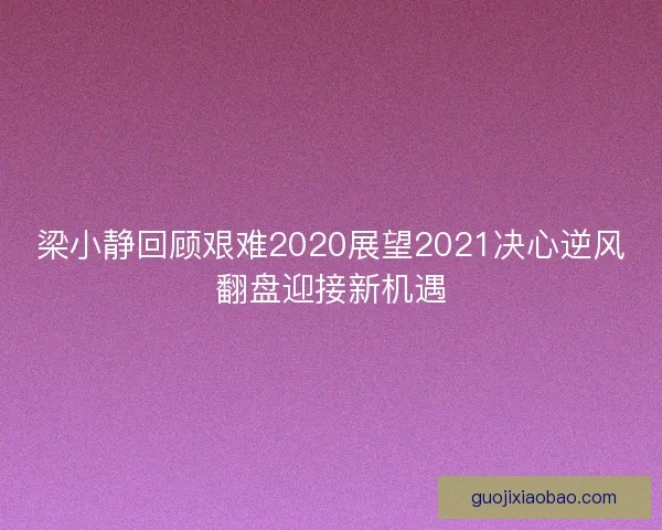 梁小静回顾艰难2020展望2021决心逆风翻盘迎接新机遇